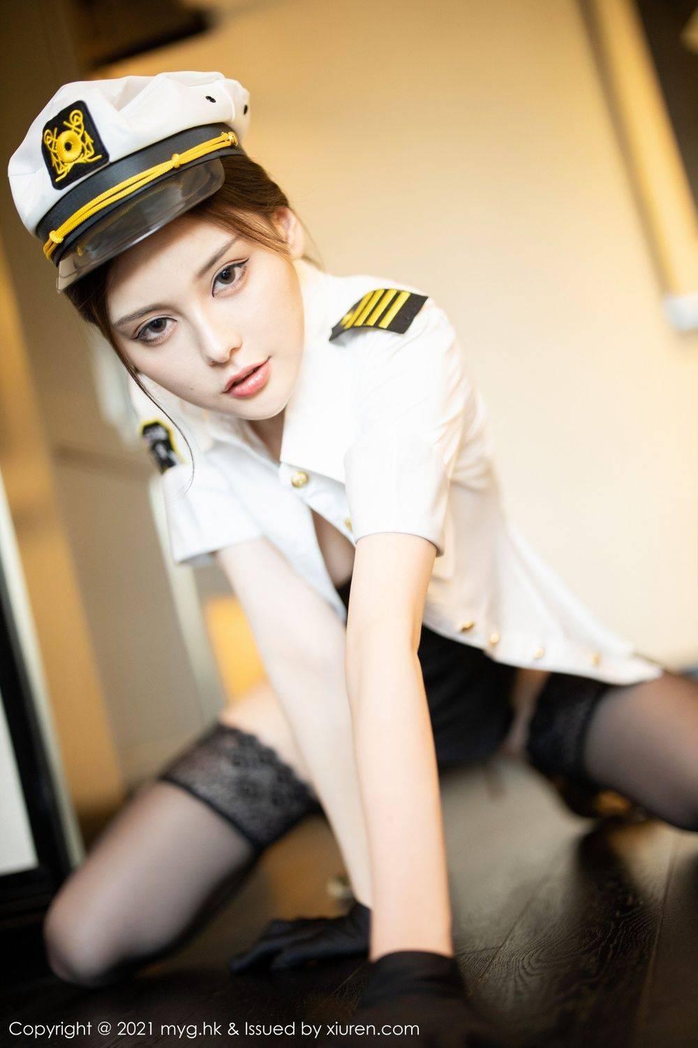 美媛馆美女模特小夕juju黑丝美腿警花制服内衣系列性感写真-41