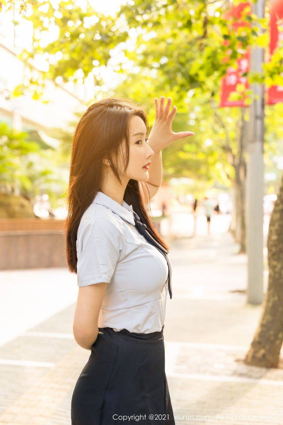 秀人网新人模特summer宝宝长筒袜JK制服内衣系列首套写真-4