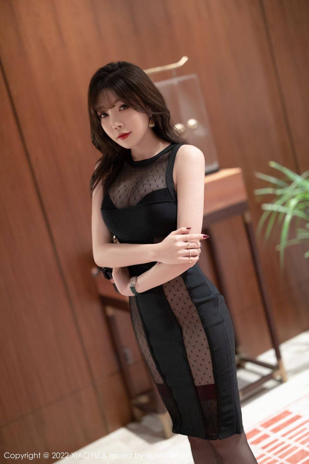 语画界性感女神芝芝Booty连衣短裙搭配黑丝系列惠州旅拍-3