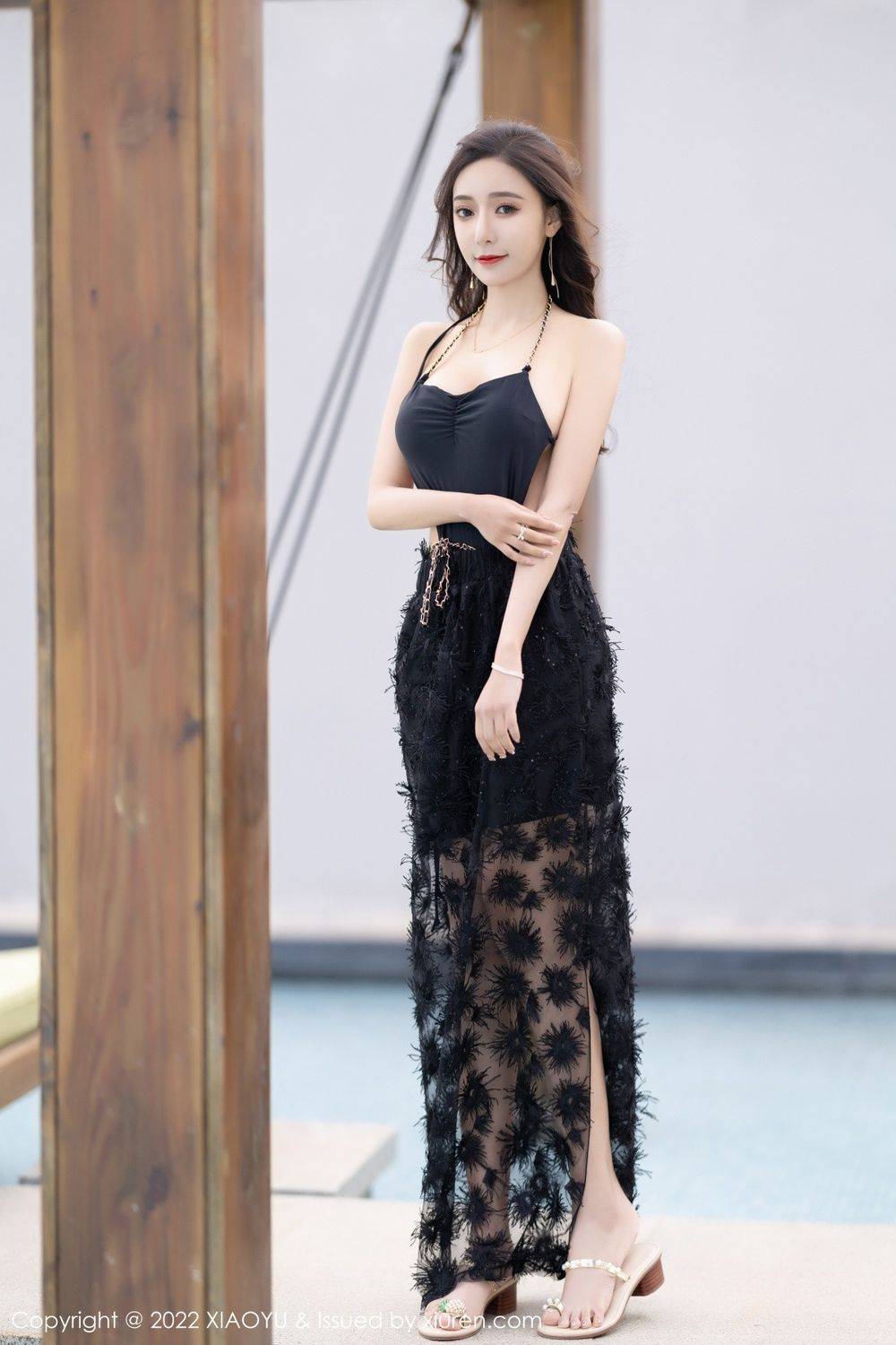 语画界性感女神王馨瑶yanni黑色服饰撩人气质系列惠州旅拍