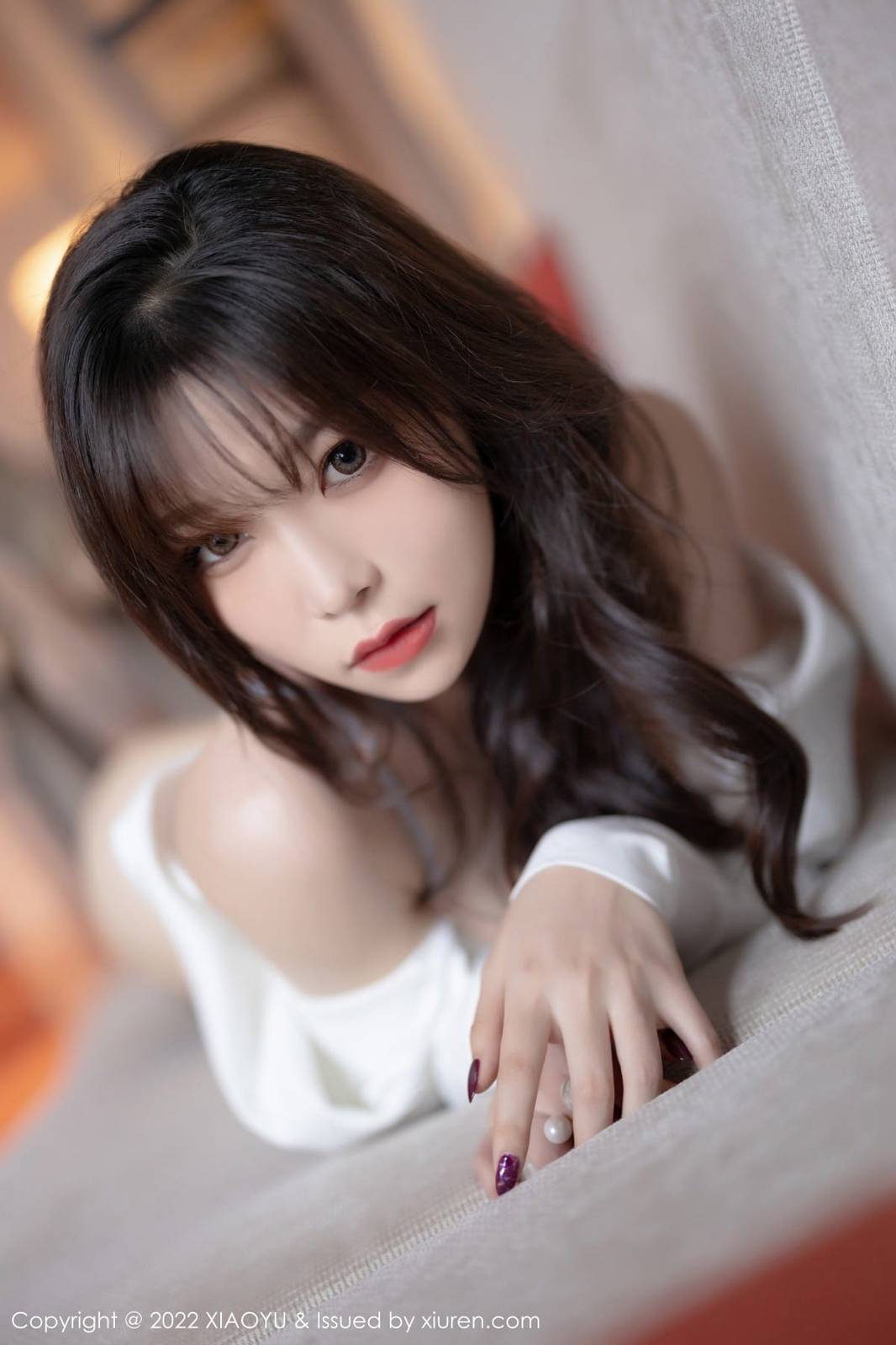 语画界性感女神芝芝Booty白色连衣短裙黑丝系列惠州旅拍-6