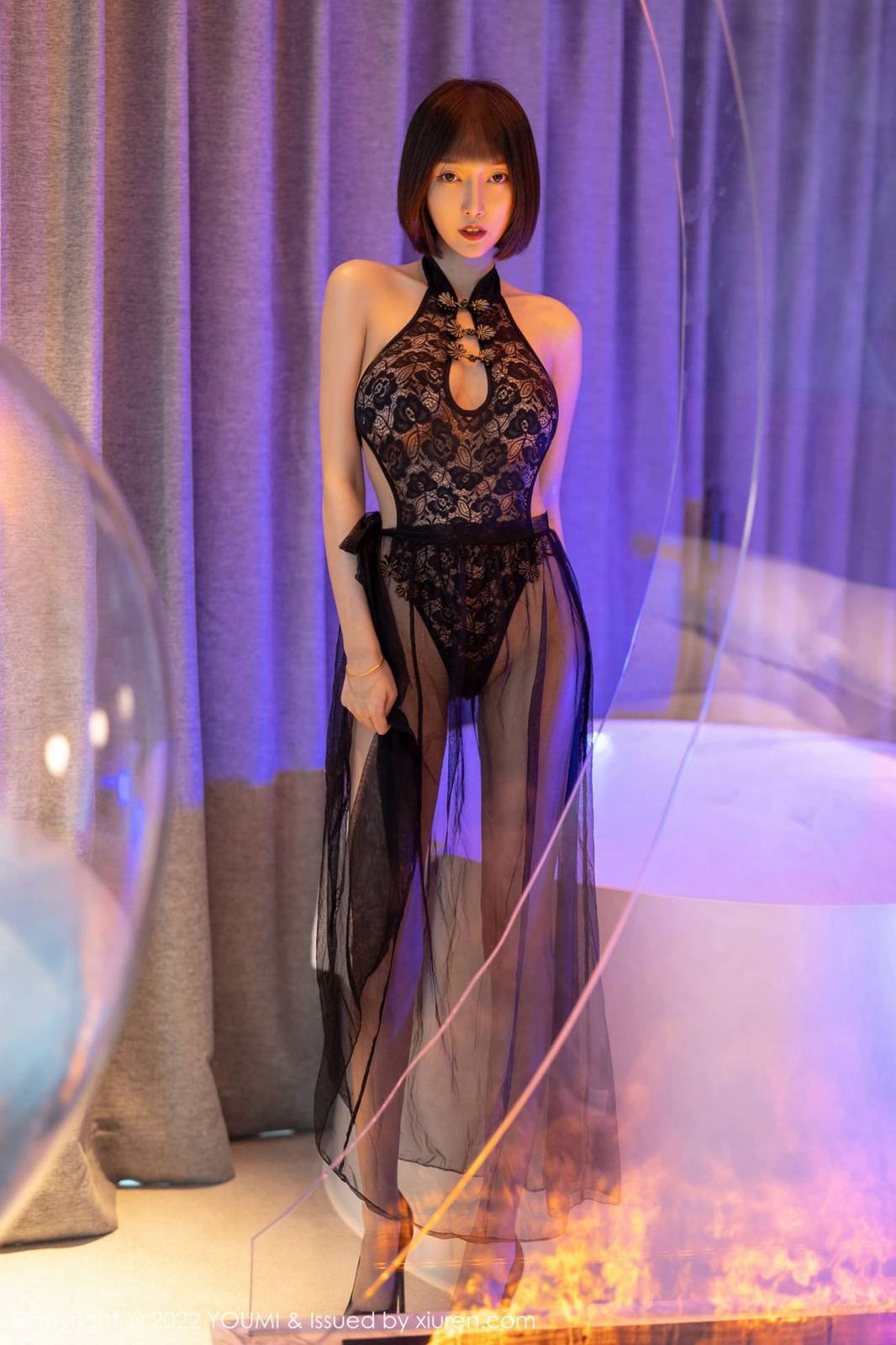 尤蜜荟丽质美人玥儿玥er薄纱露肩连衣长裙丝足美腿大理旅拍-2