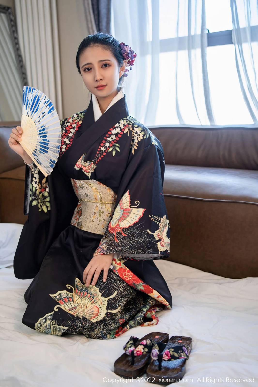 秀人网美女模特久久Aimee日系居家和服未亡人系列俏皮写真-4