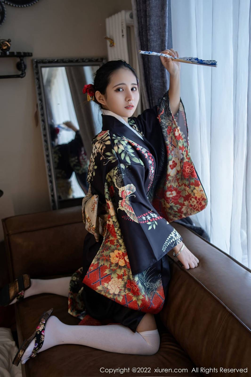 秀人网美女模特久久Aimee日系居家和服未亡人系列俏皮写真-7