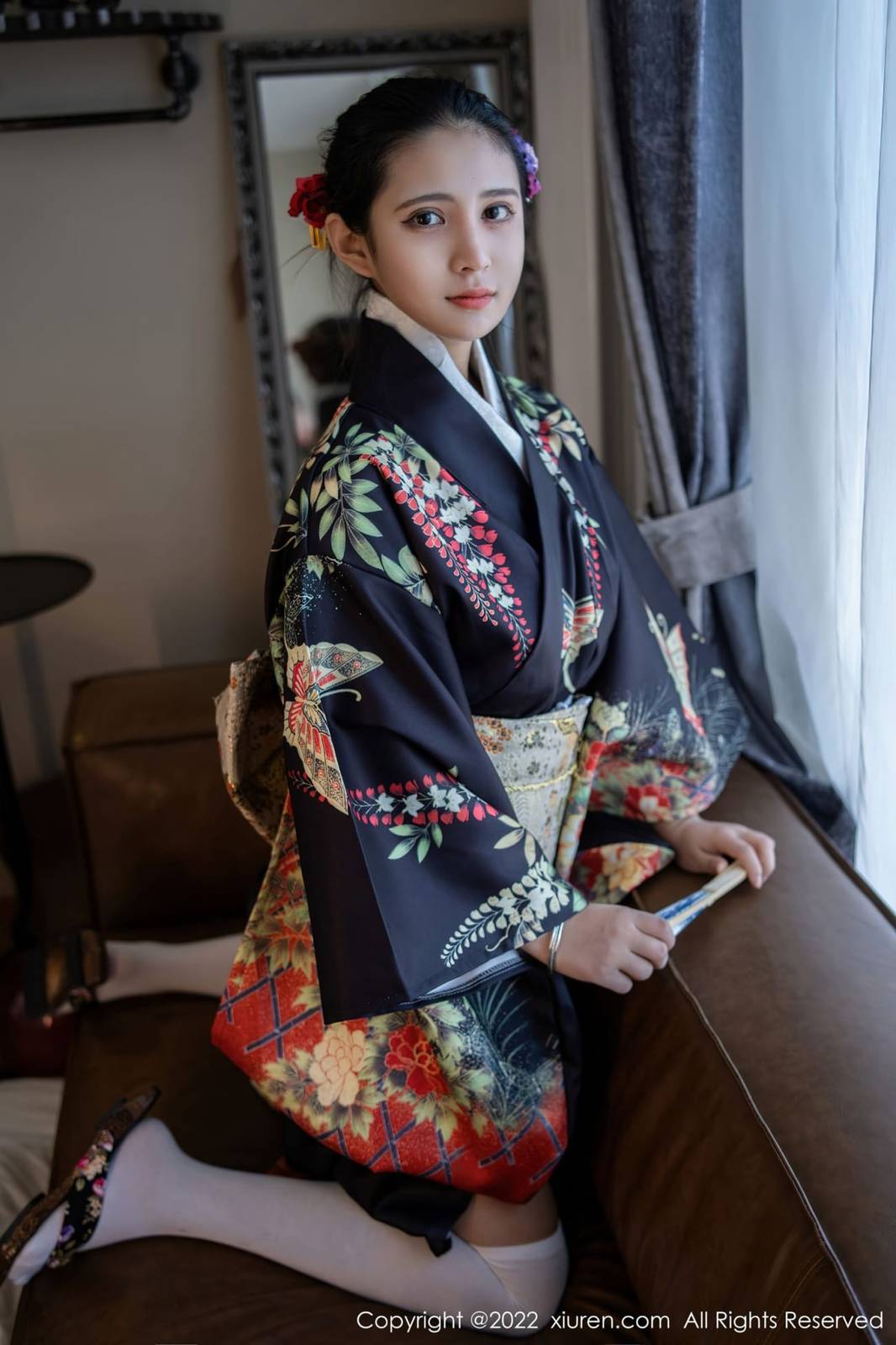 秀人网美女模特久久Aimee日系居家和服未亡人系列俏皮写真-8