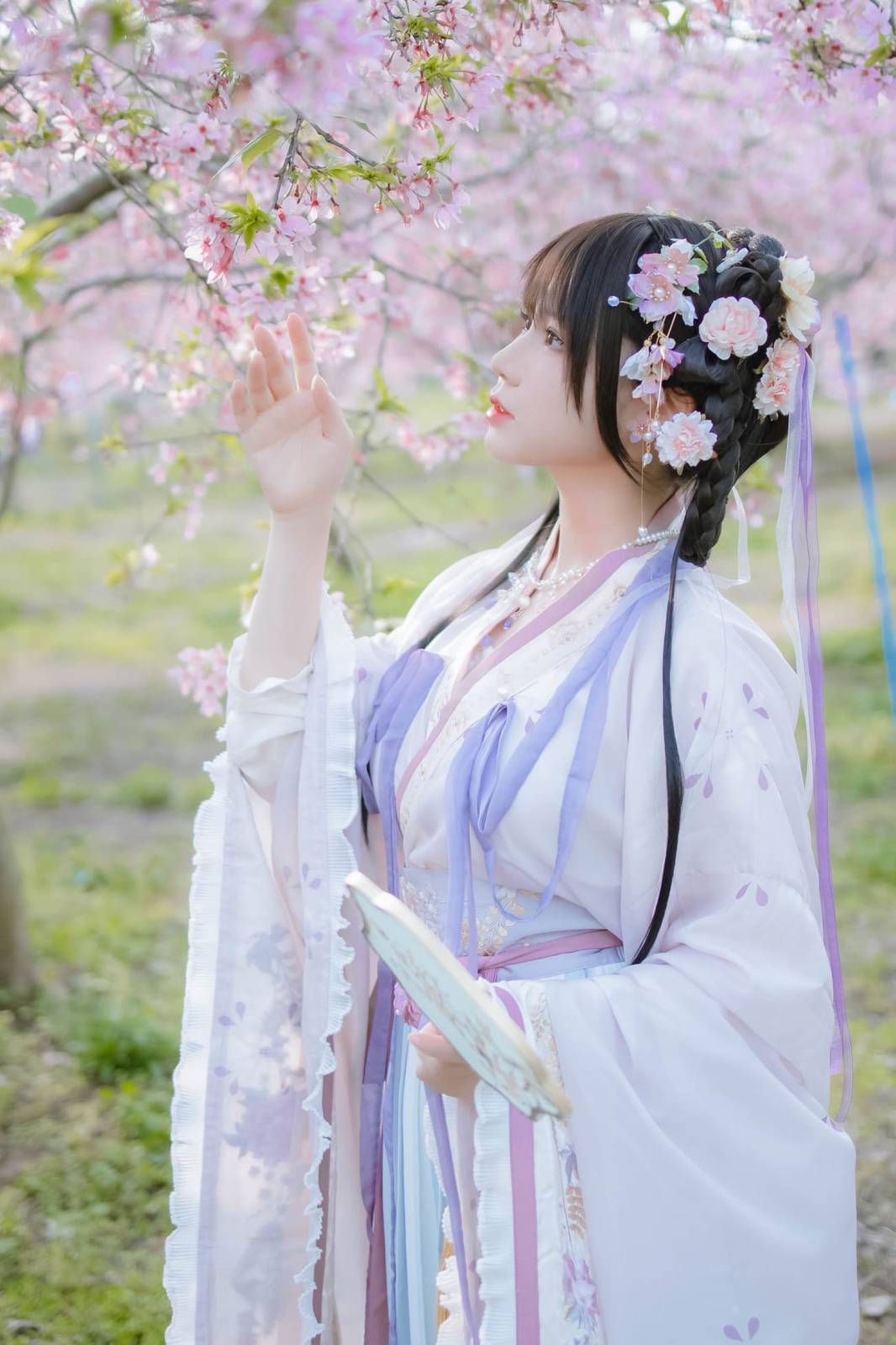 萌妹子Nyako喵子 - 樱花汉服花神祈愿古典风格户外写真