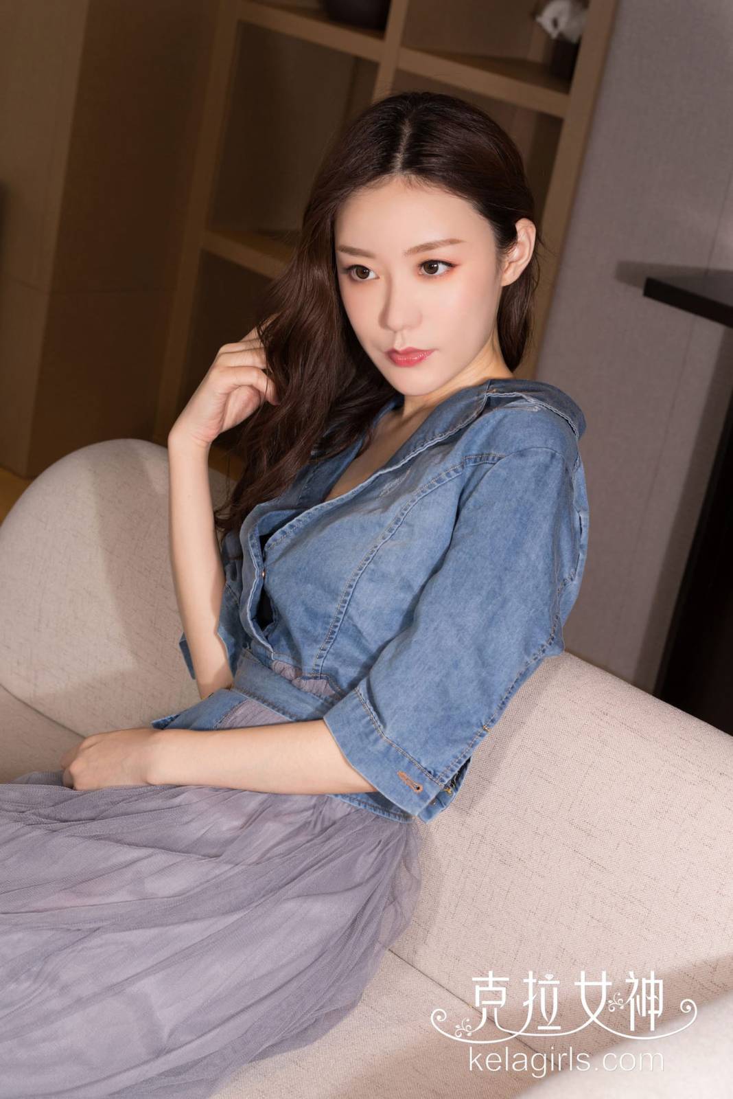 Kelagirls克拉女神江琴牛仔上衣知性红颜主题性感写真