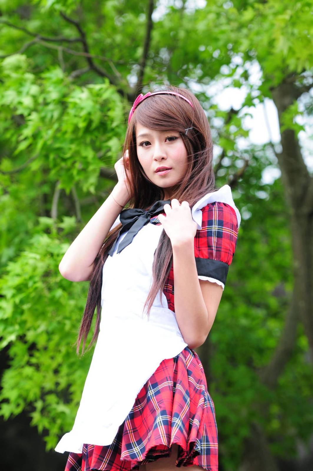 台湾正妹winnie小雪/庄温妮校园长筒袜女仆主题户外美拍-17