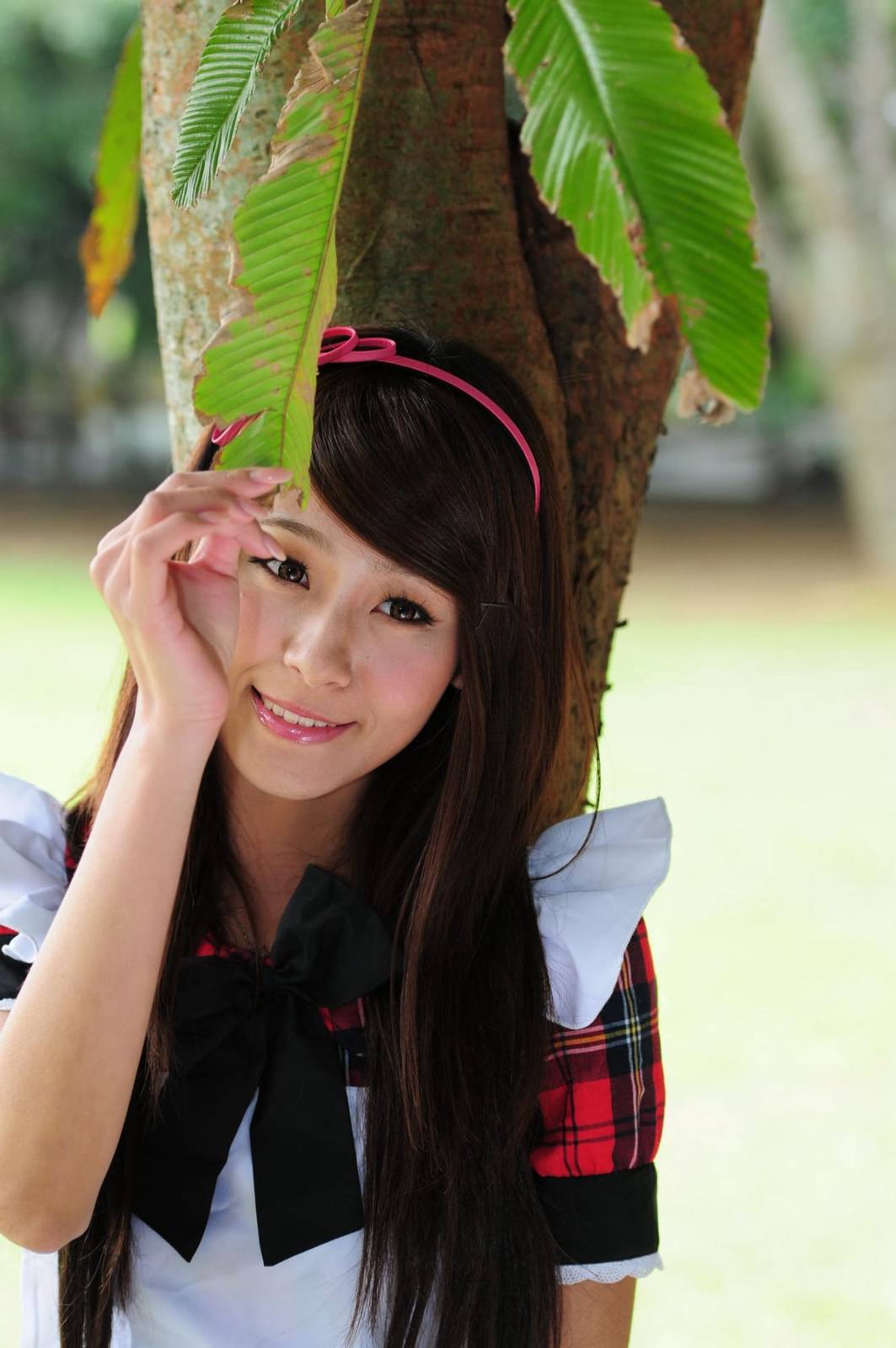 台湾正妹winnie小雪/庄温妮校园长筒袜女仆主题户外美拍-59