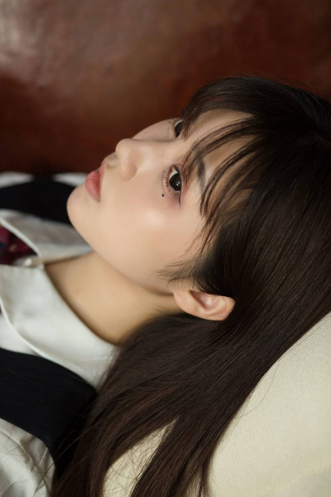 喵糖映画文静学妹镜酱校服着装黑长直系列居家写真-17