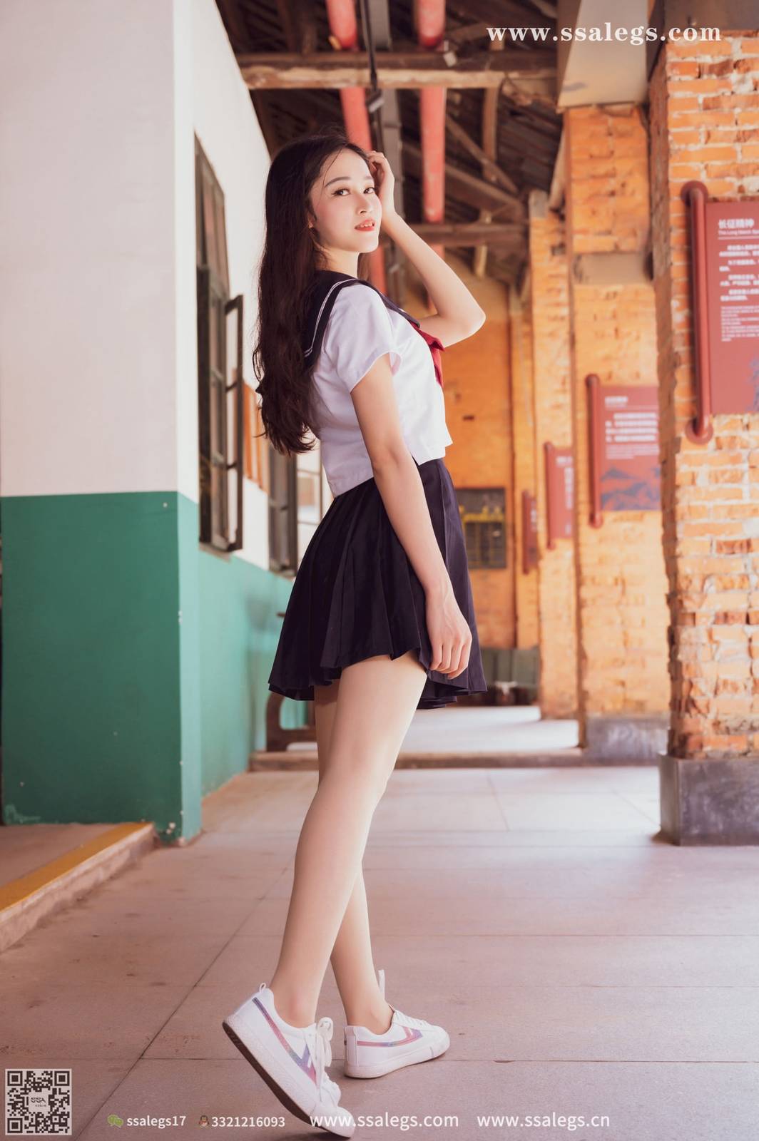 SSA丝社模特漫漫白色JK制服搭配原色丝袜超清写真-14