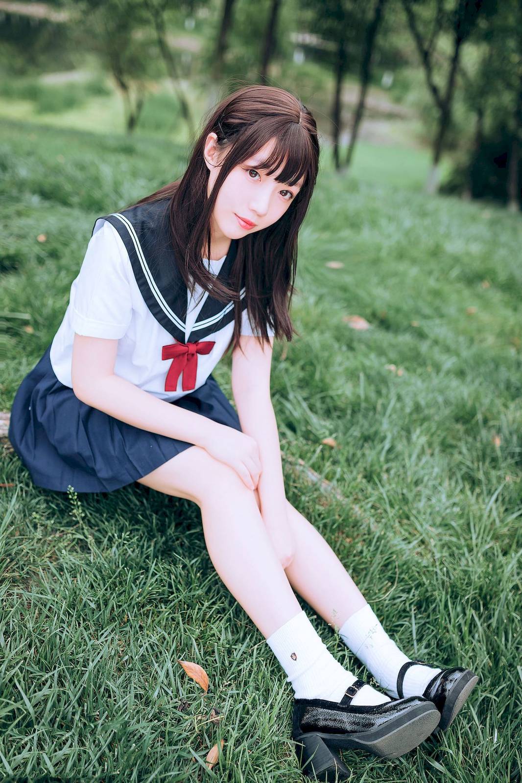 喵糖映画萝莉控你的负卿水手制服绿意JK主题写真套图