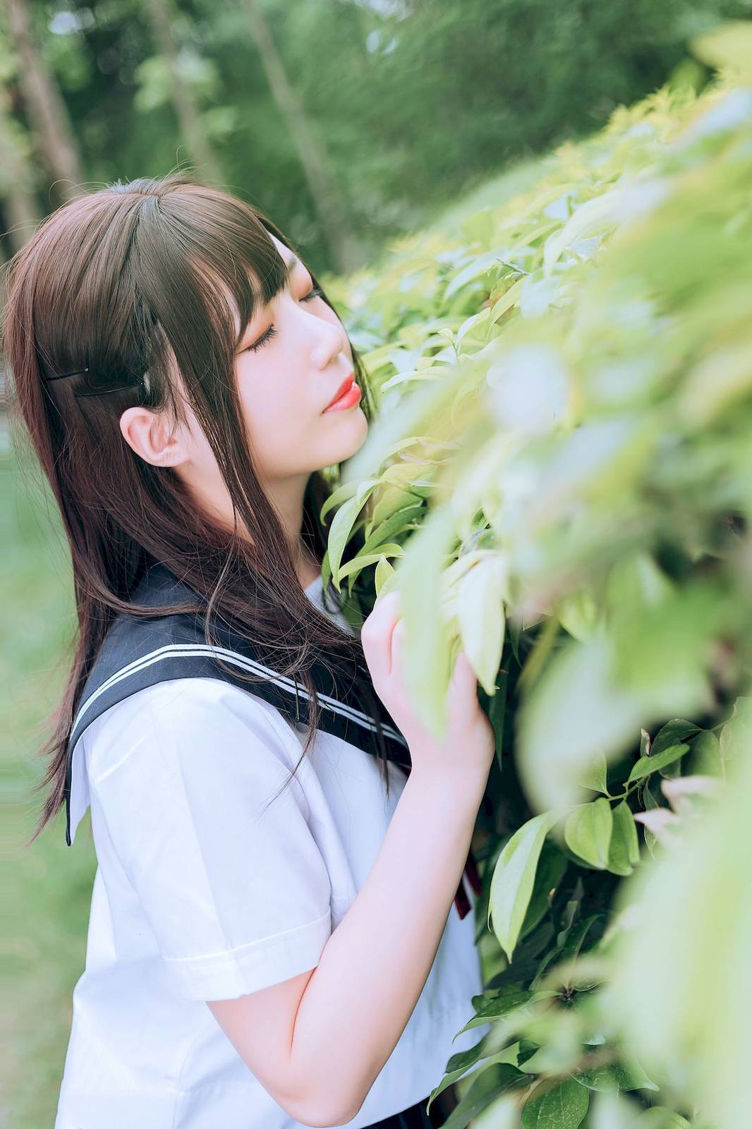 喵糖映画萝莉控你的负卿水手制服绿意JK主题写真套图-12