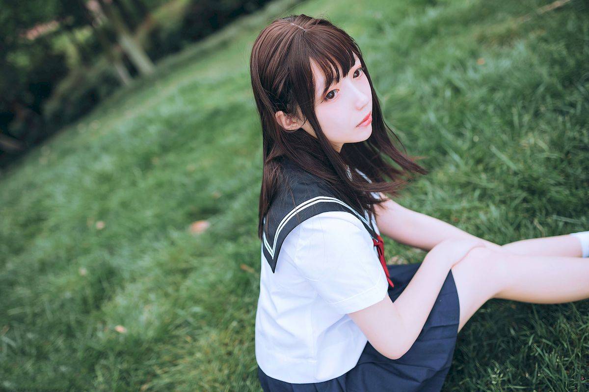 喵糖映画萝莉控你的负卿水手制服绿意JK主题写真套图-35