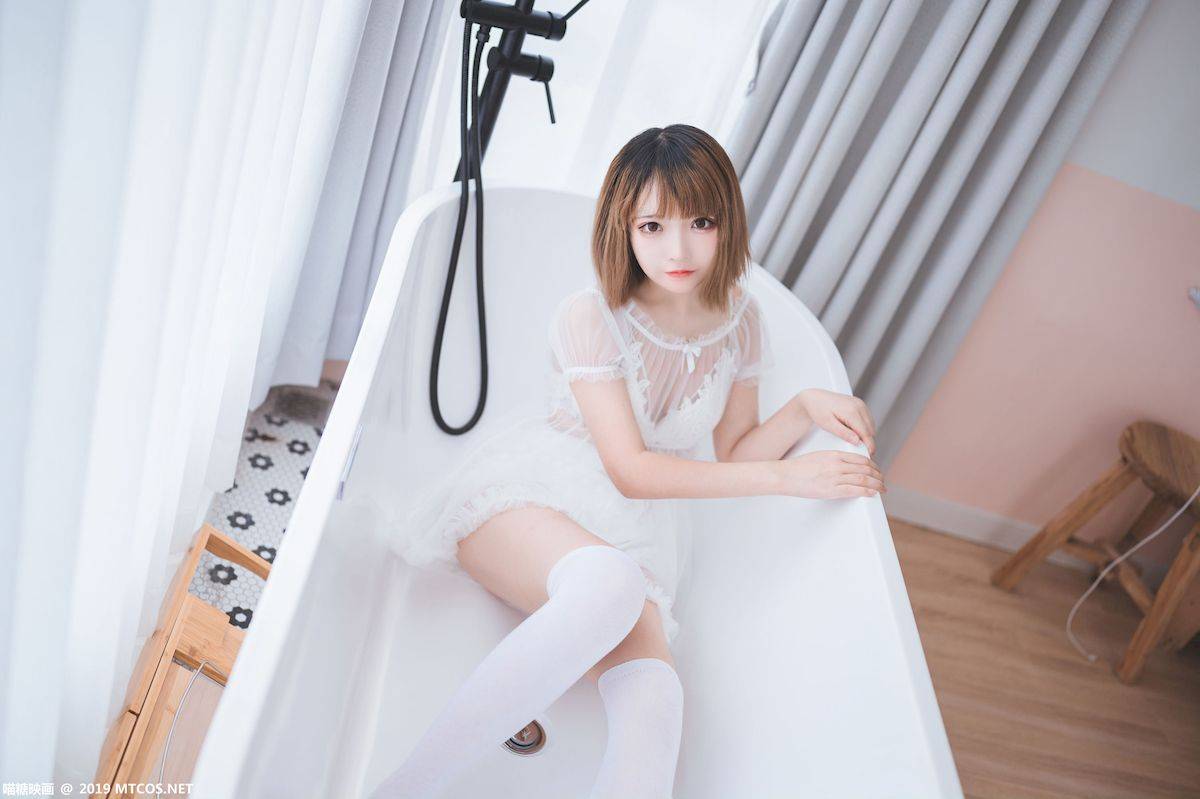 喵糖映画萝莉控浴室轻透蕾丝长筒袜白色の物语-41