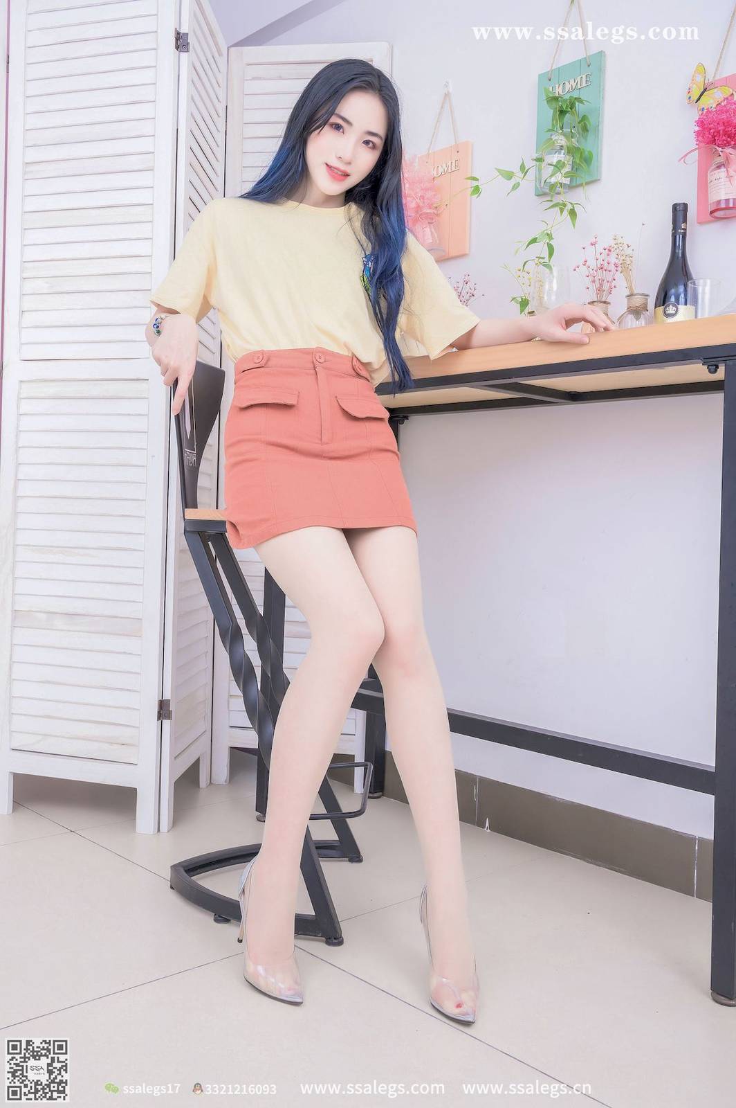 SSA丝社模特茵茵黄色服饰原色丝袜请多多关照写真-110