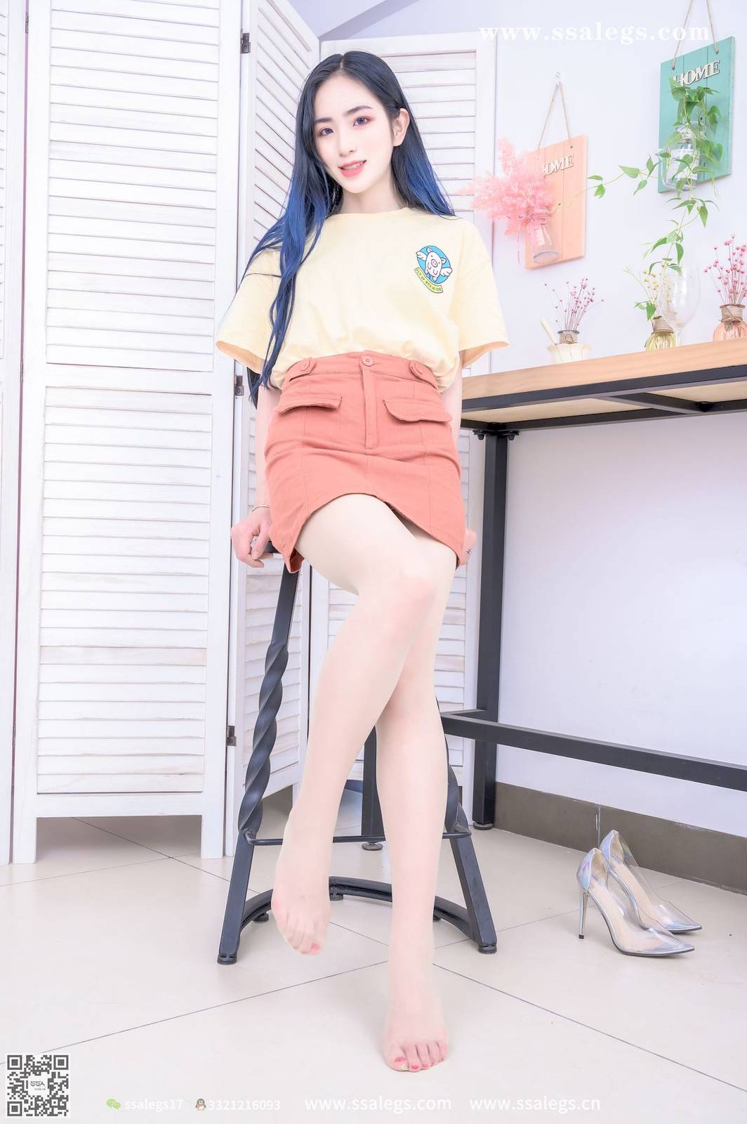 SSA丝社模特茵茵黄色服饰原色丝袜请多多关照写真-130