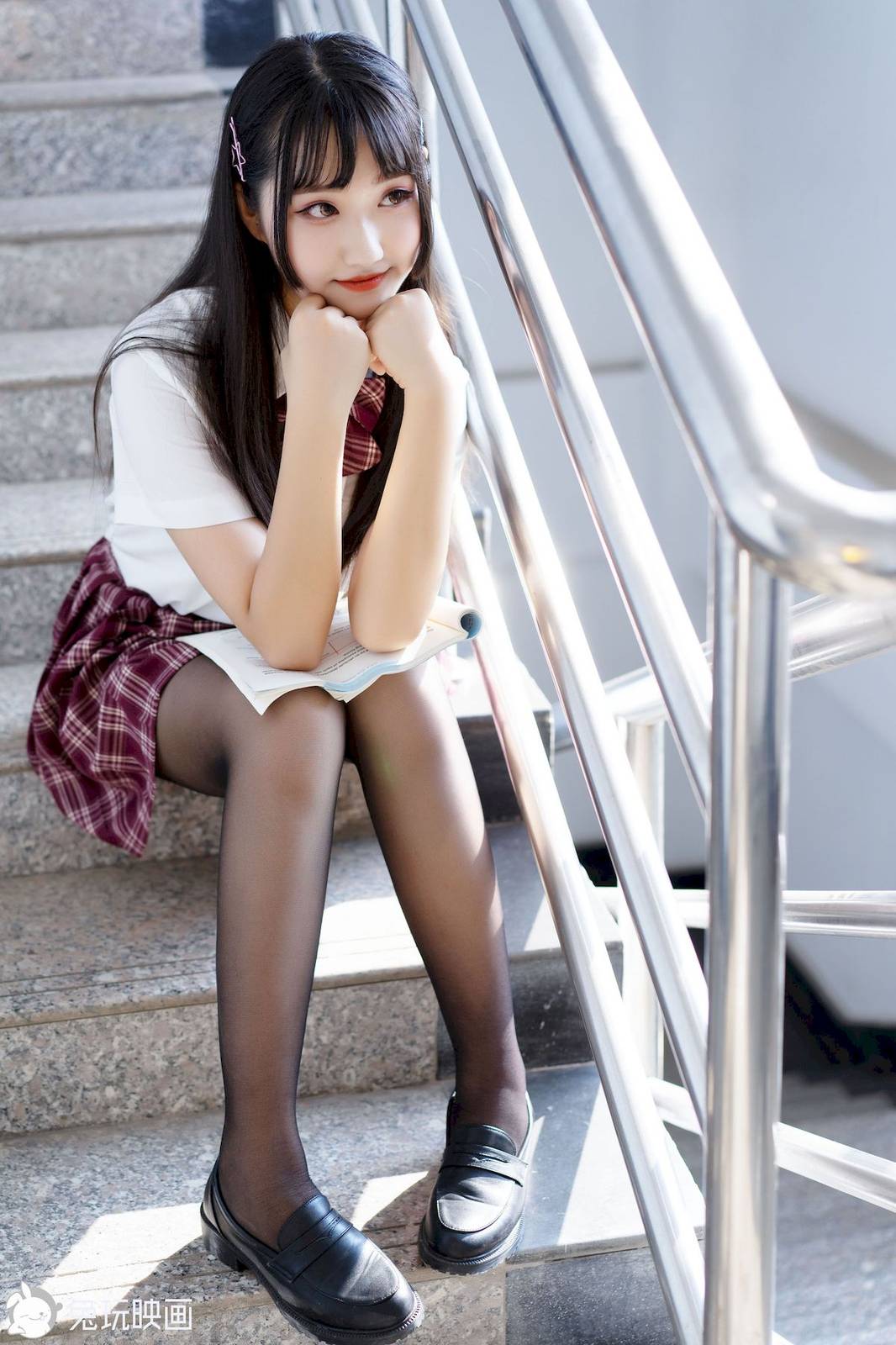 兔玩映画超甜学妹黑丝美腿JK制服青春洋溢系列校园写真-19