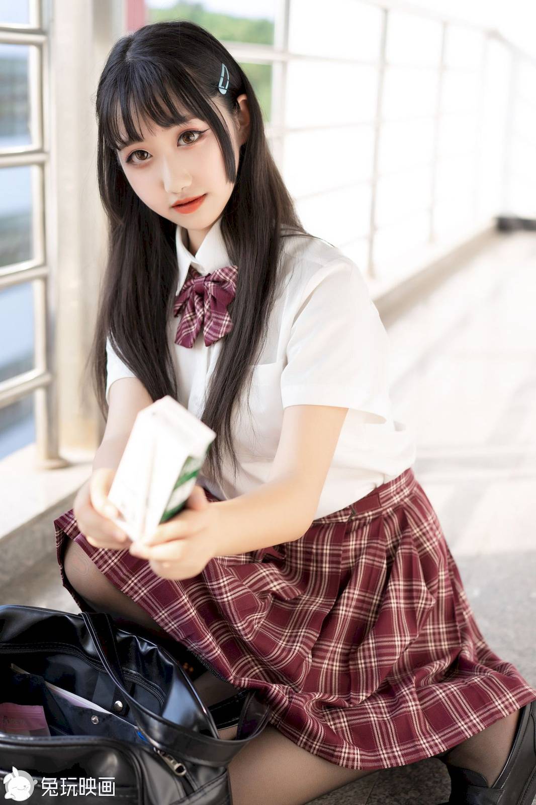 兔玩映画超甜学妹黑丝美腿JK制服青春洋溢系列校园写真-30