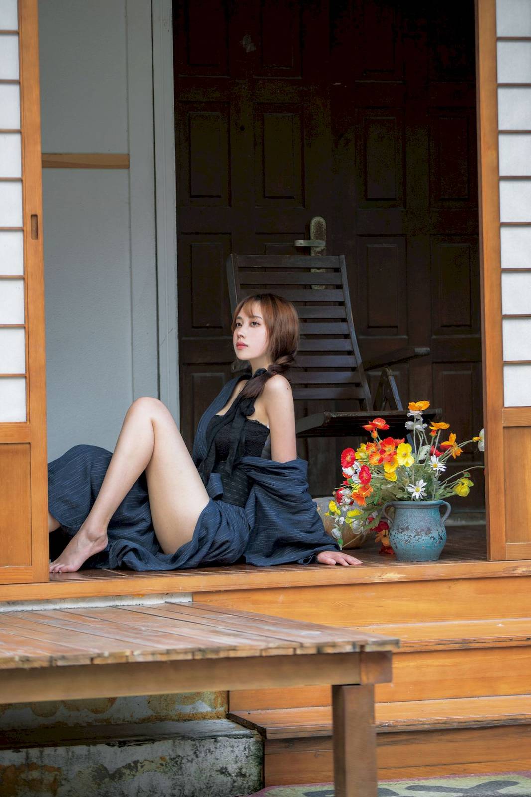 网络红人念雪ww素色和服慵懒神情COS蝶与刀美图-21