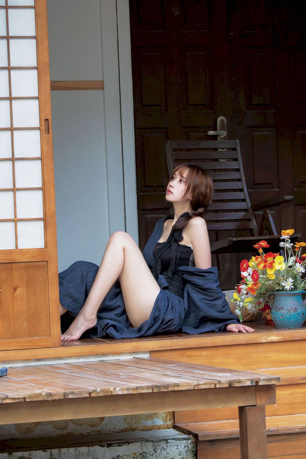 网络红人念雪ww素色和服慵懒神情COS蝶与刀美图-19