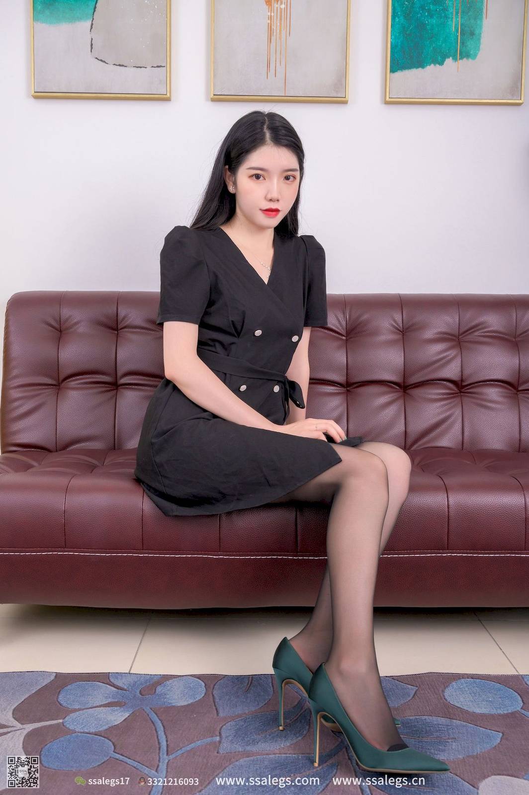 SSA丝社腿模秋秋黑色服饰搭配黑丝美腿超清居家写真-40