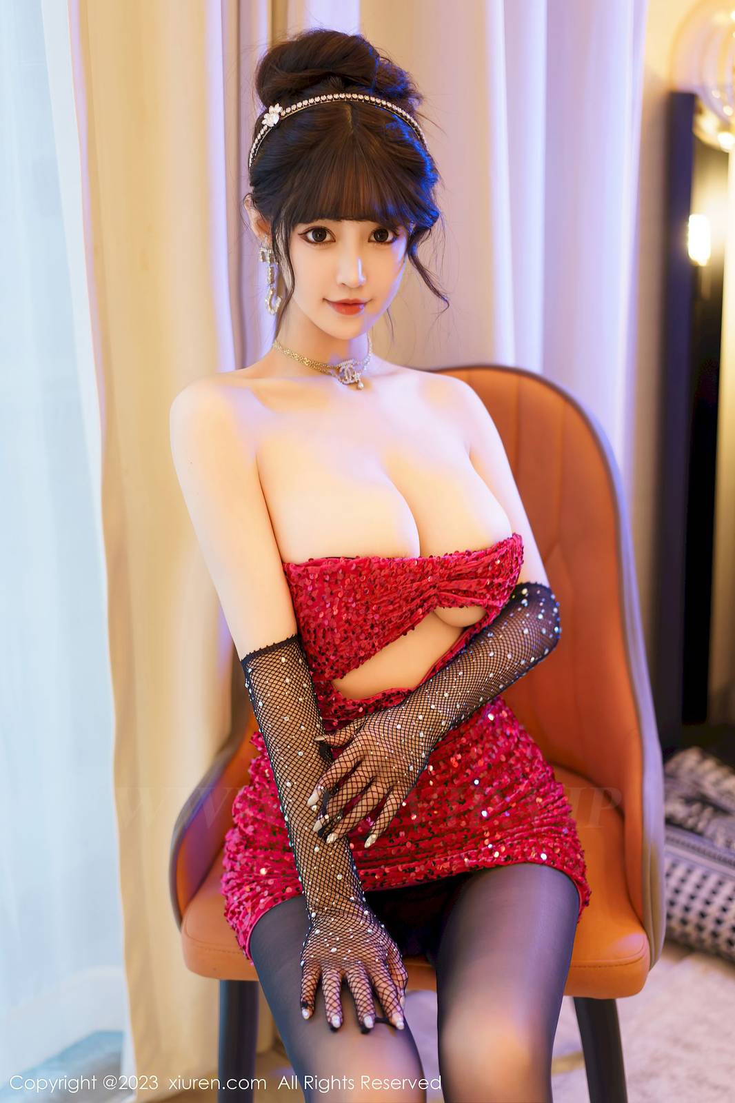 秀人网性感女神朱可儿Flora红色连衣裙娇艳欲滴三亚旅拍-22