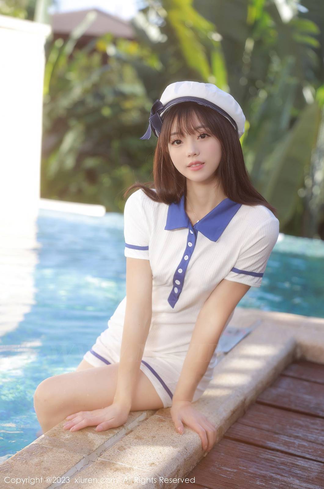 秀人网美女模特佘贝拉bella白色海军服完美身材南京旅拍-21