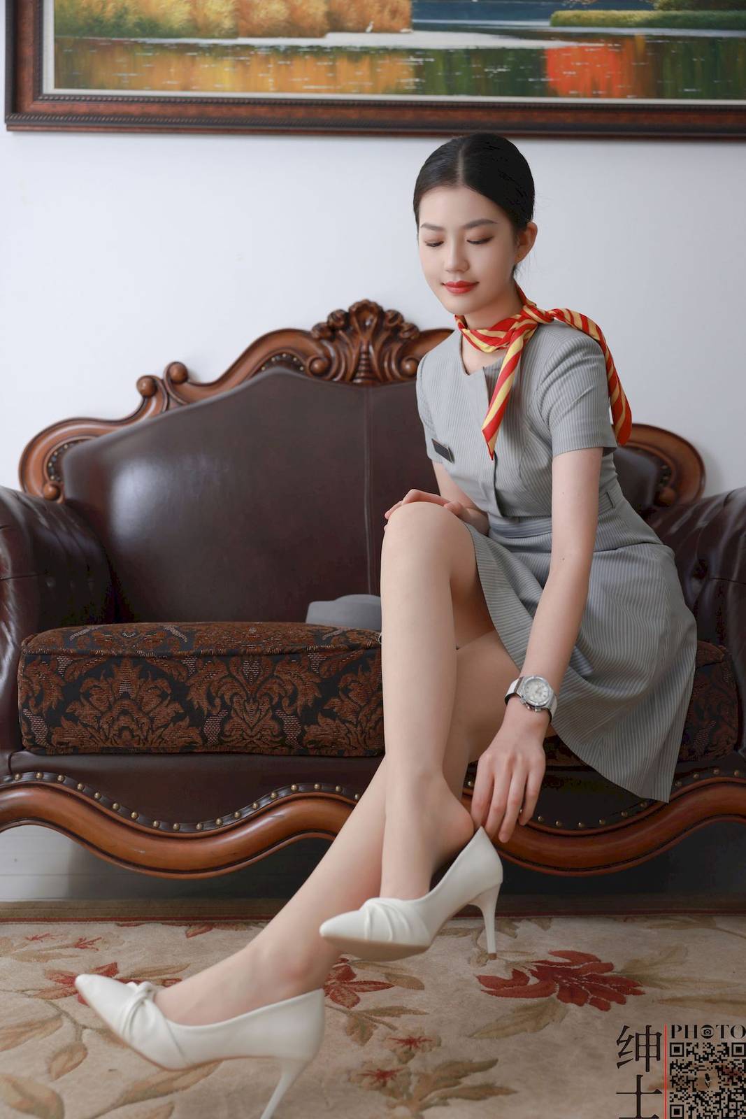 SHENSHI绅士美女模特美娜丝袜美腿空姐制服写真