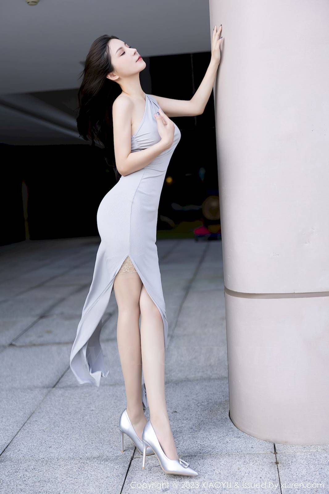 语画界模特@小蛮妖Yummy连衣长裙诱人灰丝贵州旅拍-3