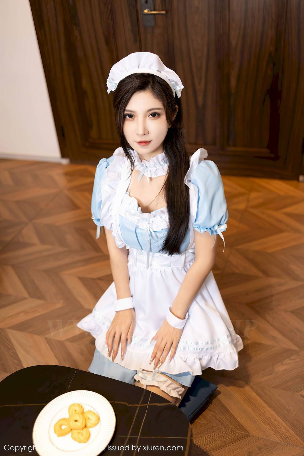 语画界美女模特小蛮妖Yummy淡蓝色女仆服饰贵州旅拍-6