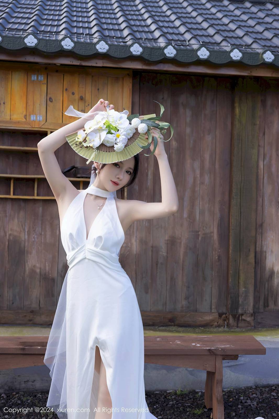 秀人网模特鱼子酱Fish白丝婚纱婚礼拍摄主题韩国旅拍-20