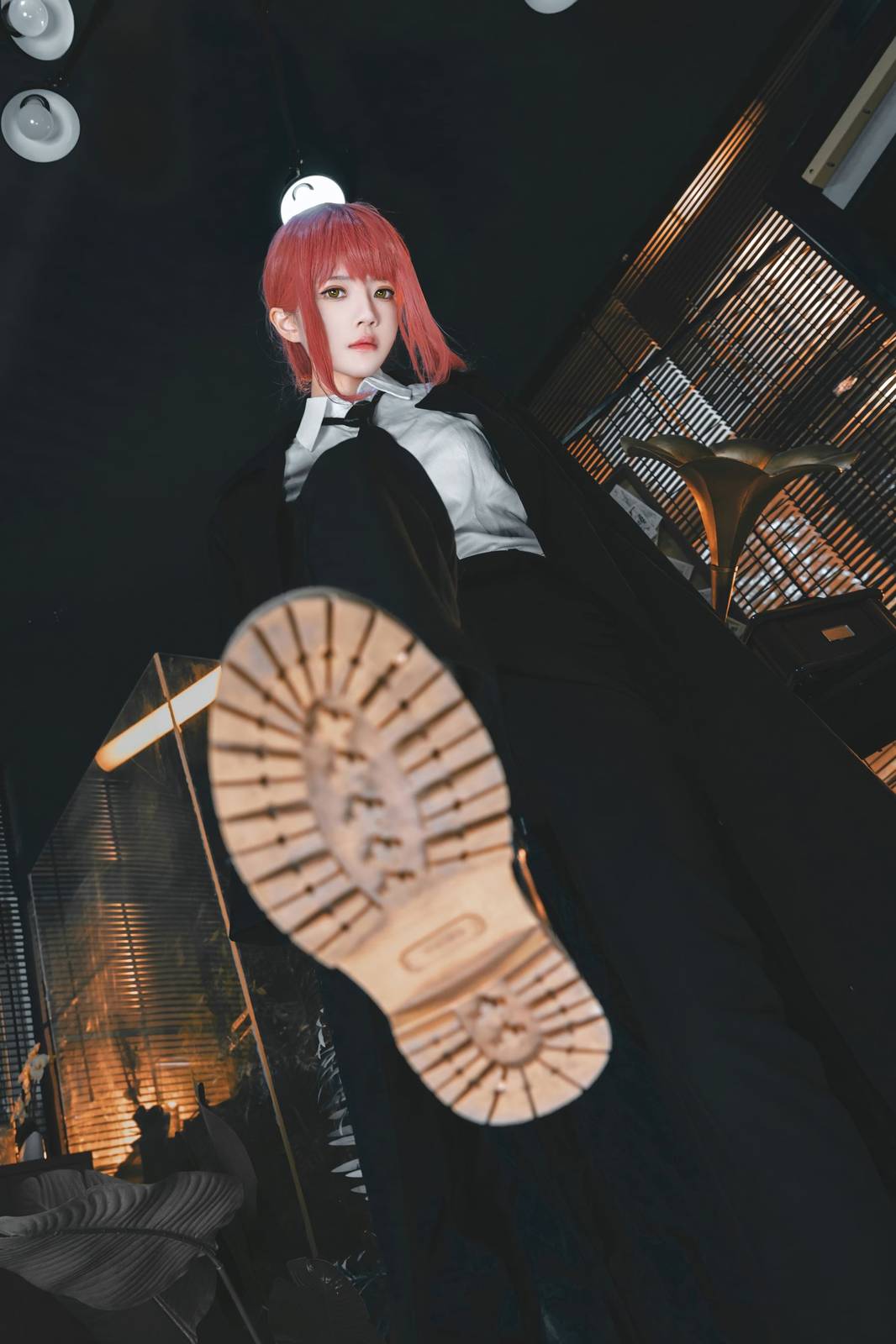 软妹子桜桃喵白衬衫肉色丝袜职场OL装扮COS玛奇玛-8