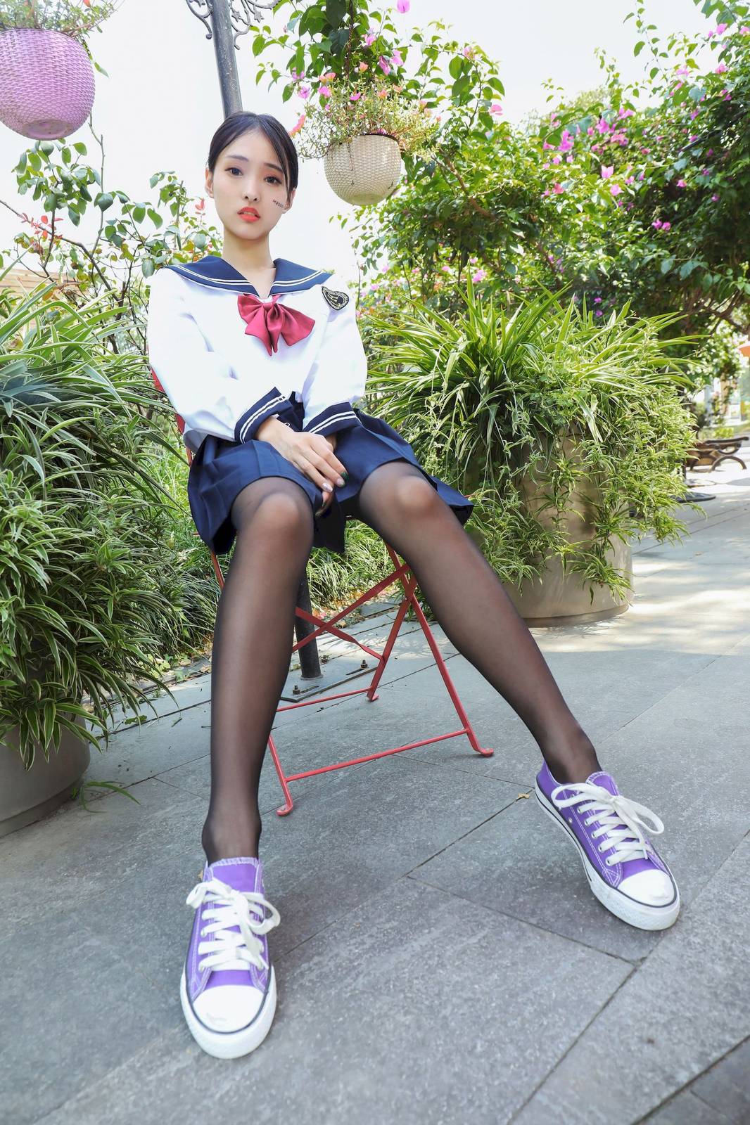 MZSOCK爱美足清秀妹子茜茜黑丝学生装户外写真-15