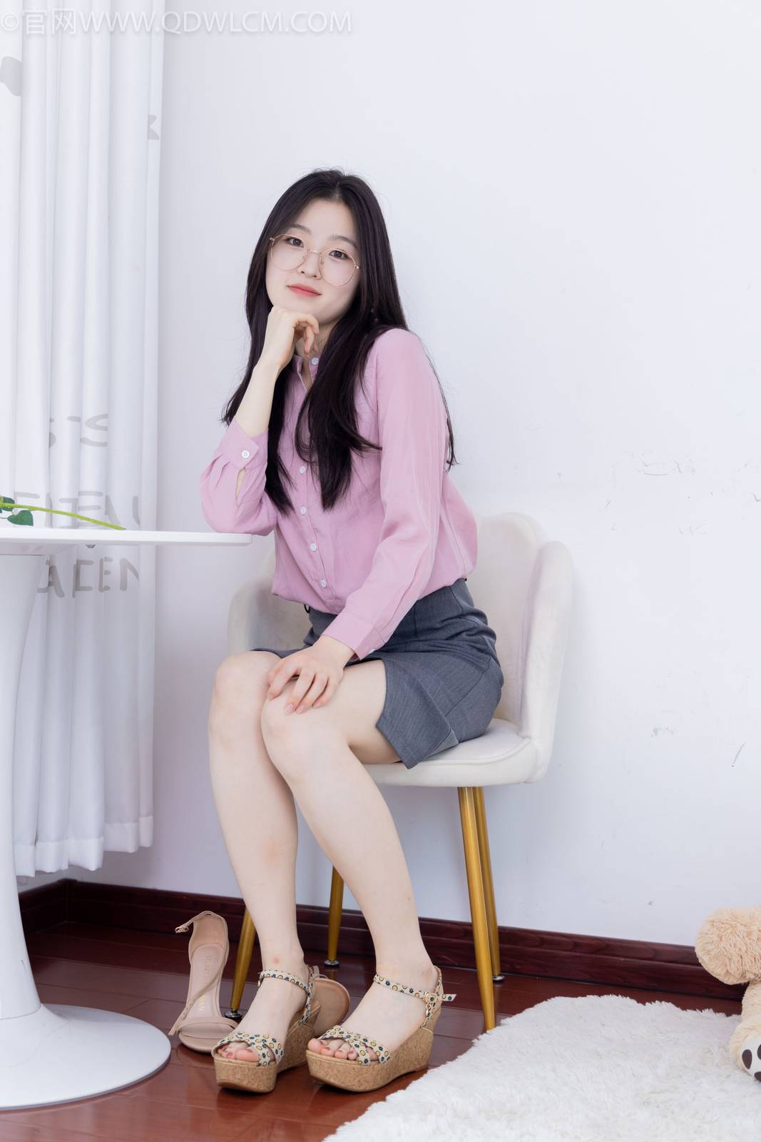 物恋传媒模特青柠粉红丽人酒窝浅浅主题清纯写真-19