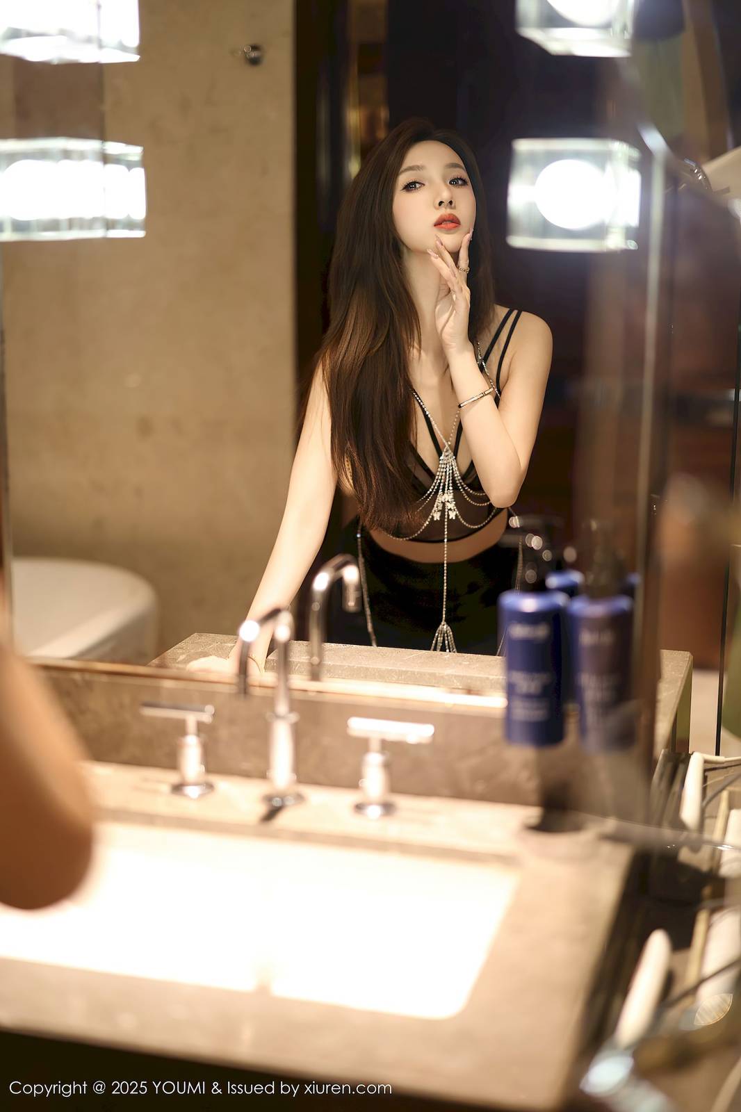 尤蜜荟新人模特桃桃·夭夭twins黑色长裙首套写真-14