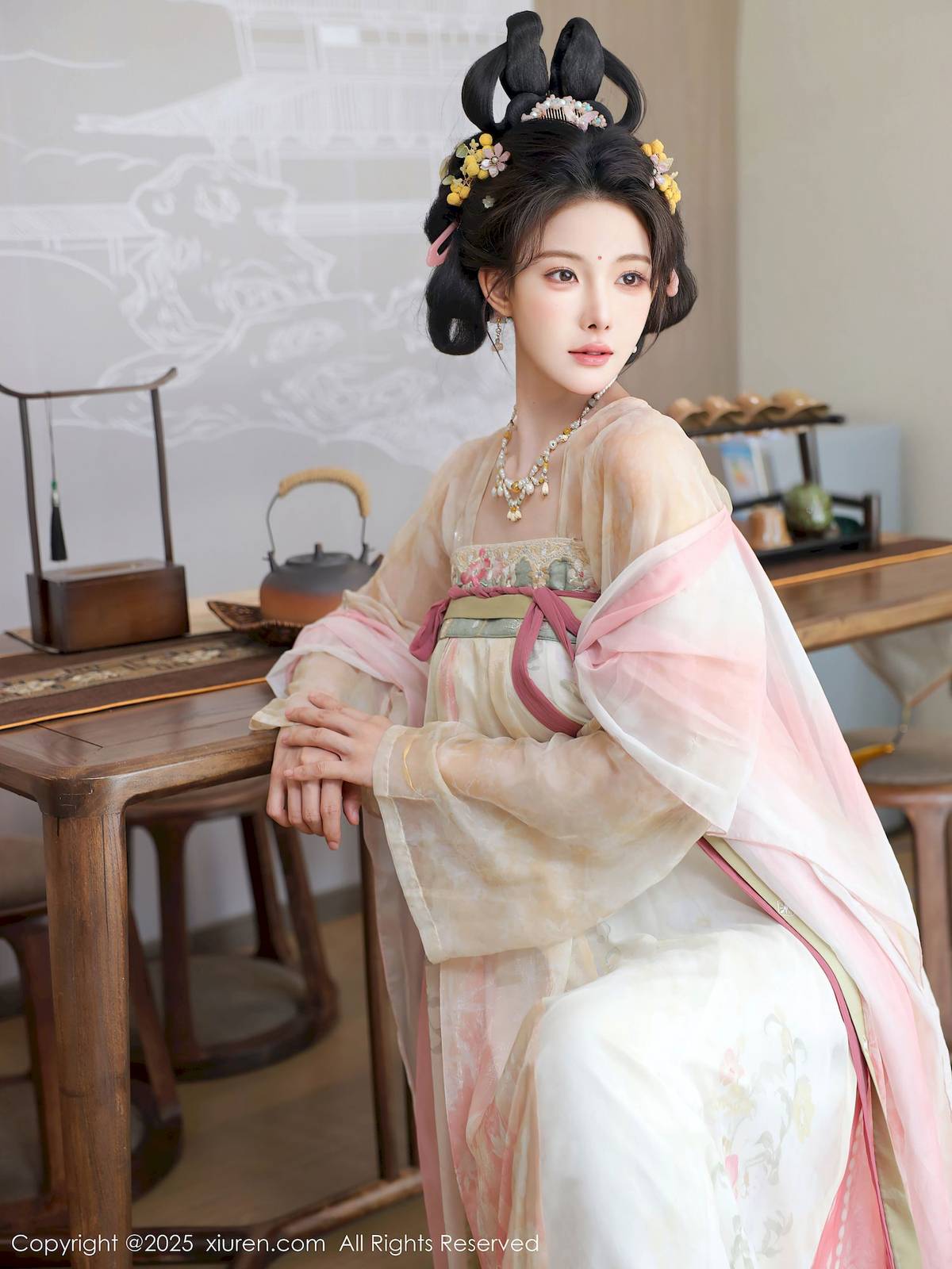 秀人网新人模特梨霜儿浅色古装娇媚动人性感写真-28